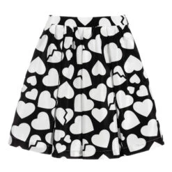 MSGM Black & White Hearts Skirt