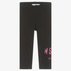 MSGM Girls Black Cotton Leggings
