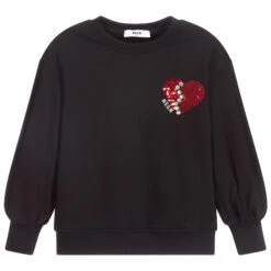 MSGM Girls Black Cotton Sweatshirt