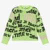 MSGM Girls Green Logo Knit Sweater