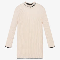MSGM Girls Ivory Knitted Dress