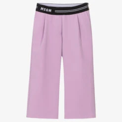 MSGM Girls Lilac Purple Logo Trousers