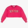 MSGM Girls Pink Beaded Logo Cropped Sweatshirt