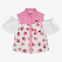 MSGM Girls Pink Floral Poplin Blouse