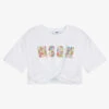 MSGM Girls White Beaded Logo T-Shirt