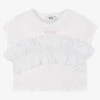 MSGM Girls White Ruffle Cotton T-Shirt
