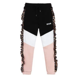 MSGM Pink & Black Cotton Joggers