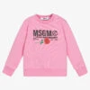 MSGM Pink Cotton Logo Sweatshirt