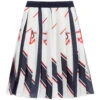 MSGM White & Blue Pleated Skirt