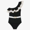Nessi Byrd Girls Black & White Swimsuit (UV50)