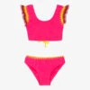 Nessi Byrd Girls Pink Crochet Trim Bikini (UV50)