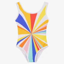 Nessi Byrd Girls White Abstract Print Swimsuit