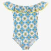 Nessi Byrd Girls White & Blue Swimsuit (UV50)