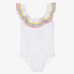 Nessi Byrd White Ruffle Swimsuit (UV50)