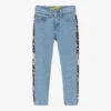 Off-White Girls Blue Denim Industrial Logo Jeans