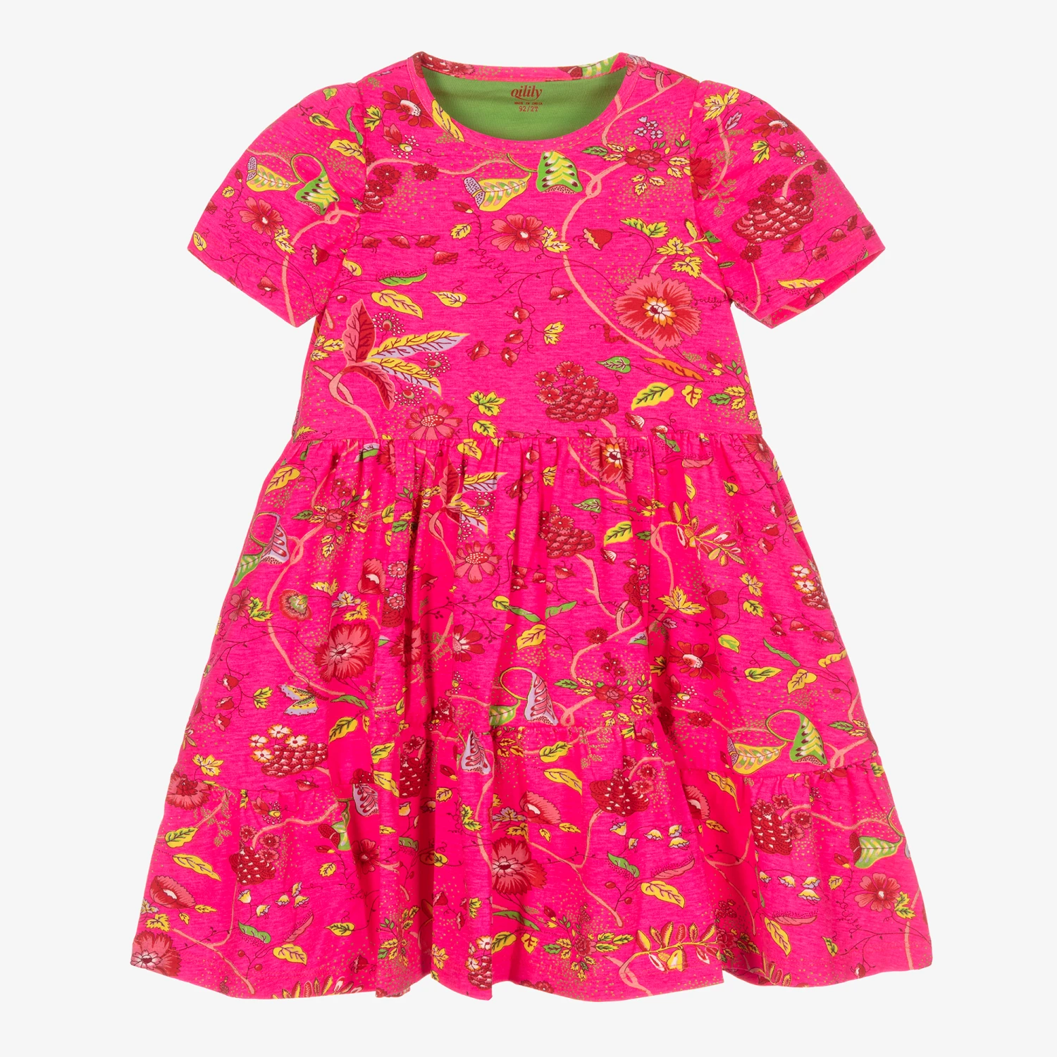 Oilily Girls Neon Pink Floral Dress 1 Oilily Girls Neon Pink Floral Dress