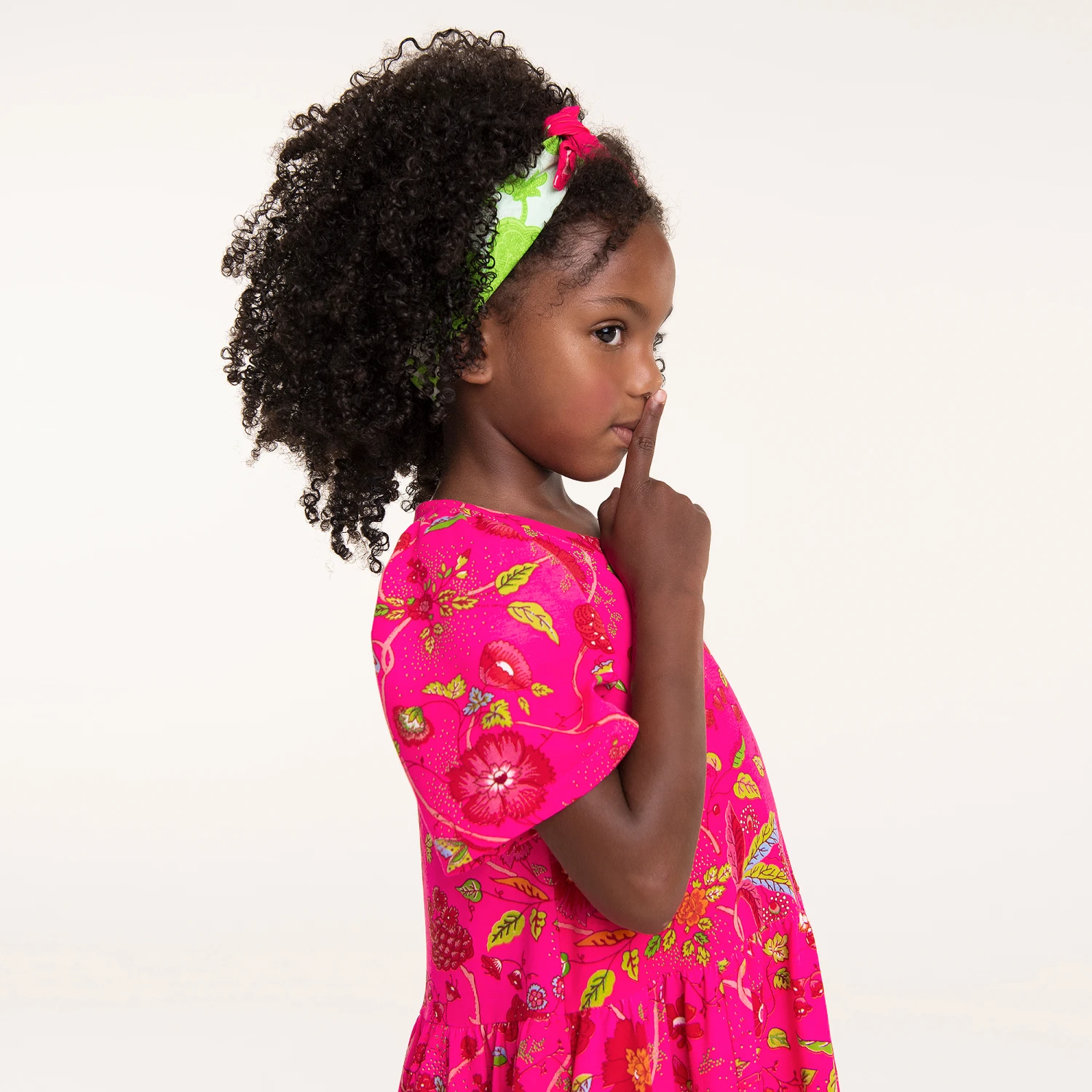 Oilily Girls Neon Pink Floral Dress 2 Oilily Girls Neon Pink Floral Dress - Image 2