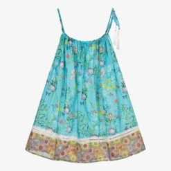 Olga Valentine Girls Blue Cotton Beach Dress