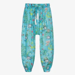 Olga Valentine Girls Blue Cotton Trousers