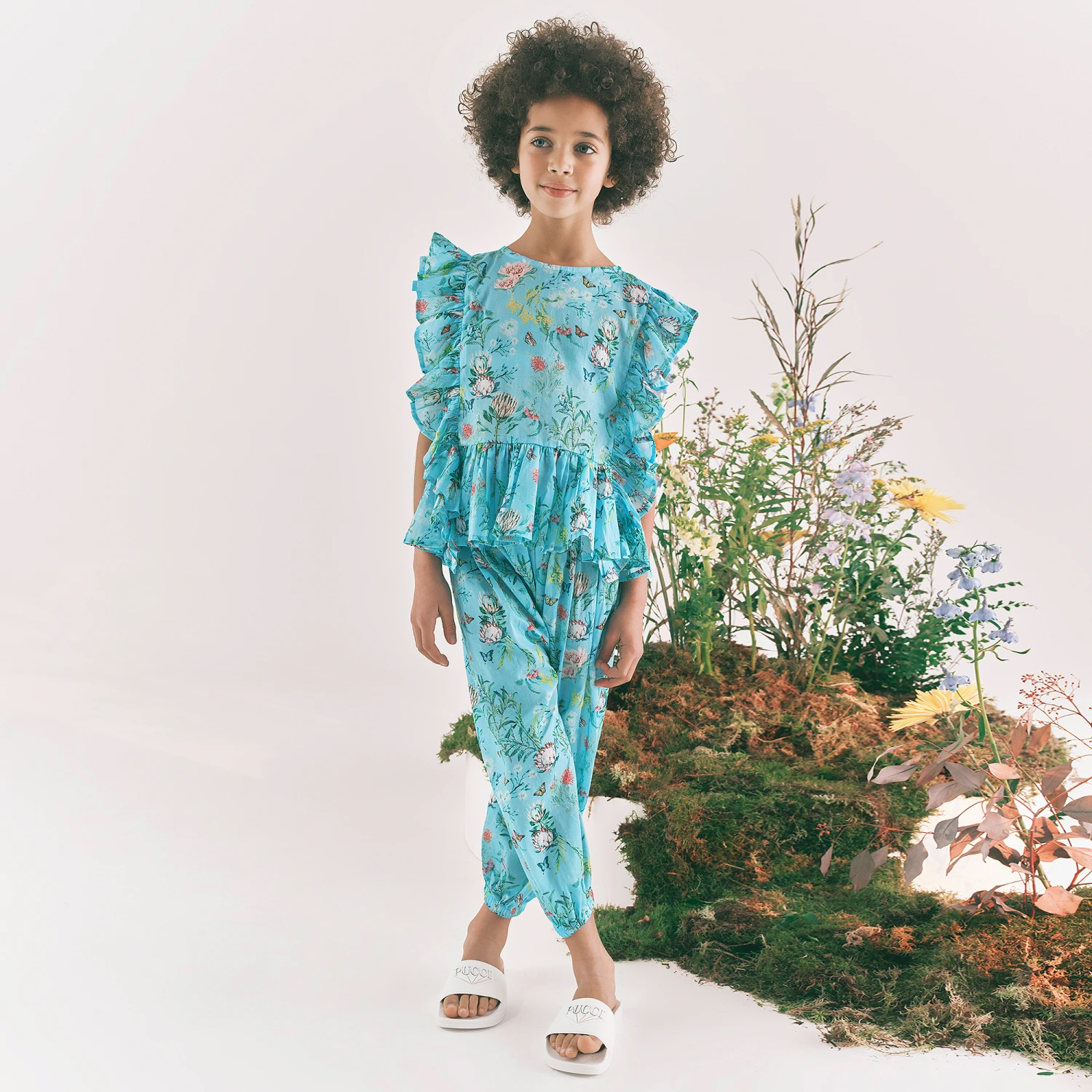 Olga Valentine Girls Blue Cotton Trousers 2 Olga Valentine Girls Blue Cotton Trousers - Image 2