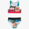 Olga Valentine Girls Blue & Red Cadillac Bikini (UPF50+)