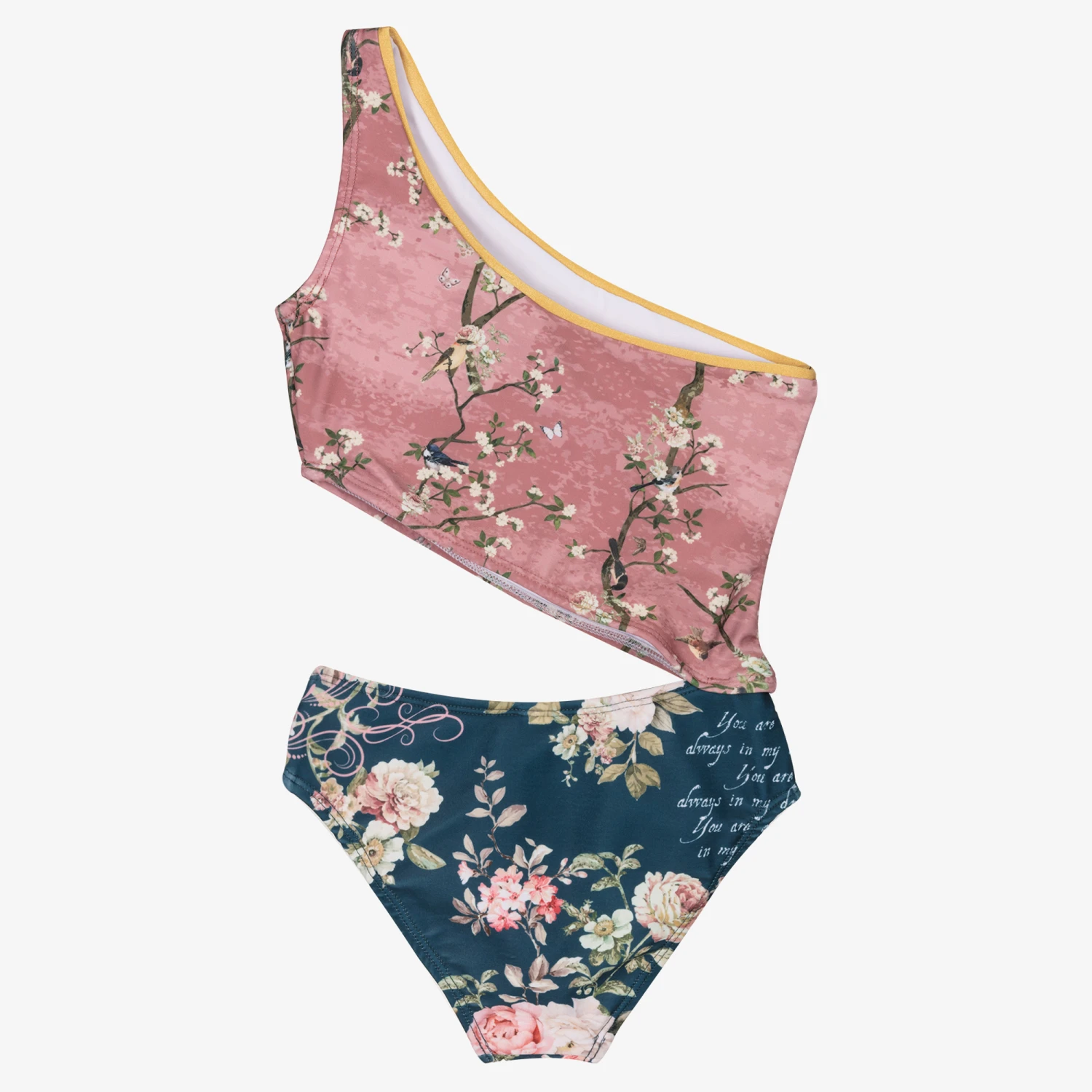 Olga Valentine Girls Pink & Blue Floral Swimsuit (UPF50+) 3 Olga Valentine Girls Pink & Blue Floral Swimsuit (UPF50+) - Image 3