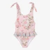 Olga Valentine Girls Pink Floral Swimsuit (UPF50+)