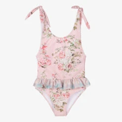 Olga Valentine Girls Pink Floral Swimsuit (UPF50+)