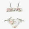 Olga Valentine Girls White & Green Floral Bikini (UPF50+)
