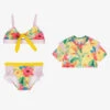 Olga Valentine Girls Yellow Floral Bikini Set (UPF 50+)