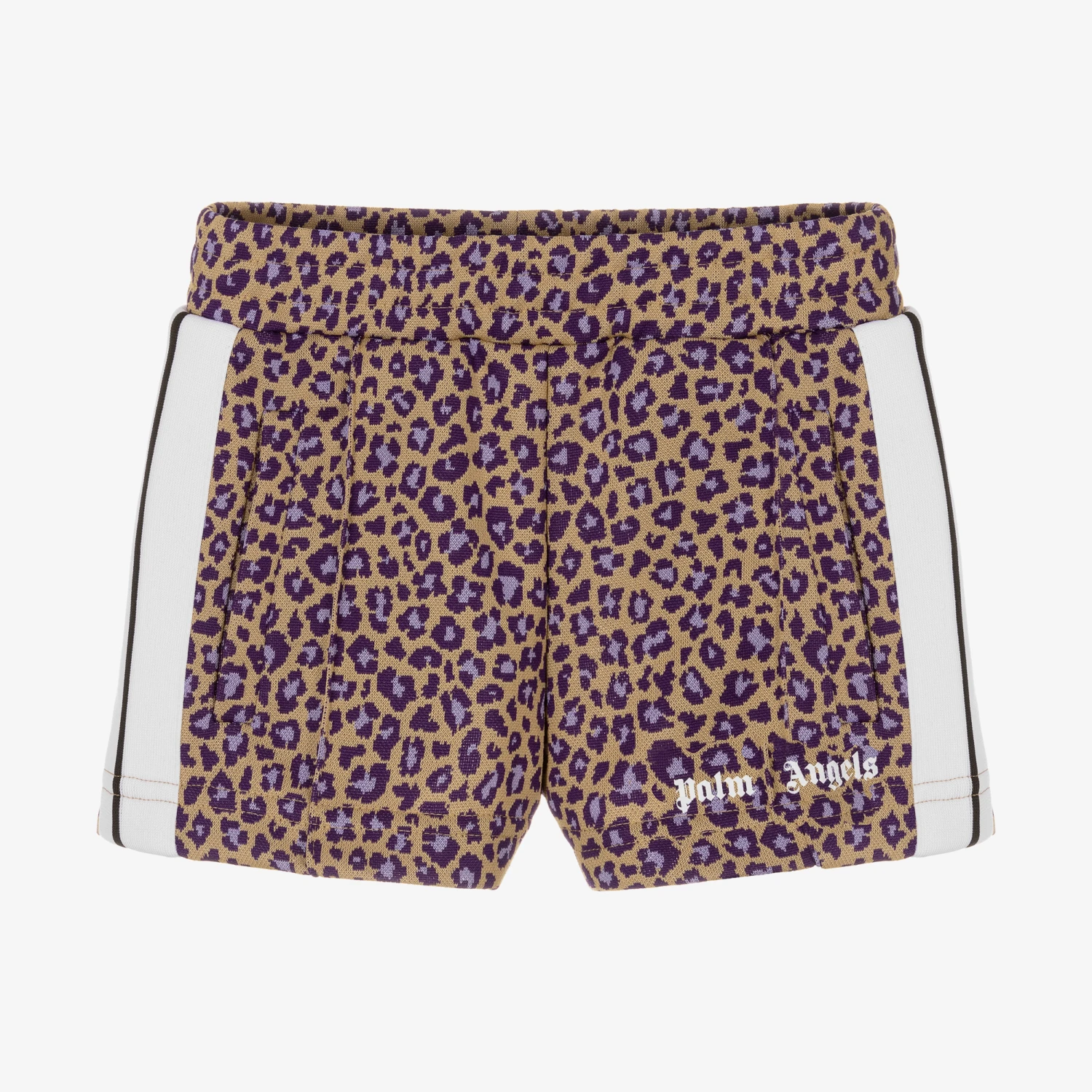 Palm Angels Girls Beige Leopard Print Shorts 1 Palm Angels Girls Beige Leopard Print Shorts