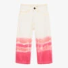 Palm Angels Girls White & Pink Tie-Dye Jeans