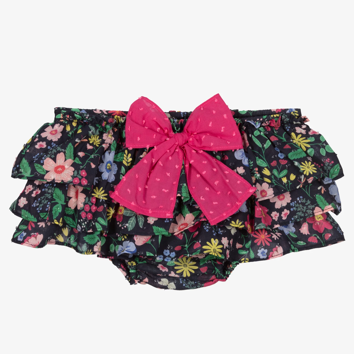 Paloma De La O Girls Blue Floral Cotton Bloomer Shorts 1 Paloma De La O Girls Blue Floral Cotton Bloomer Shorts