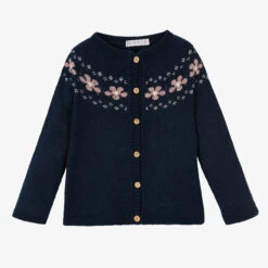 Paloma De La O Girls Navy Blue Cardigan