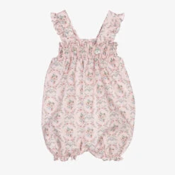 Paloma De La O Girls Pink Floral Dungarees