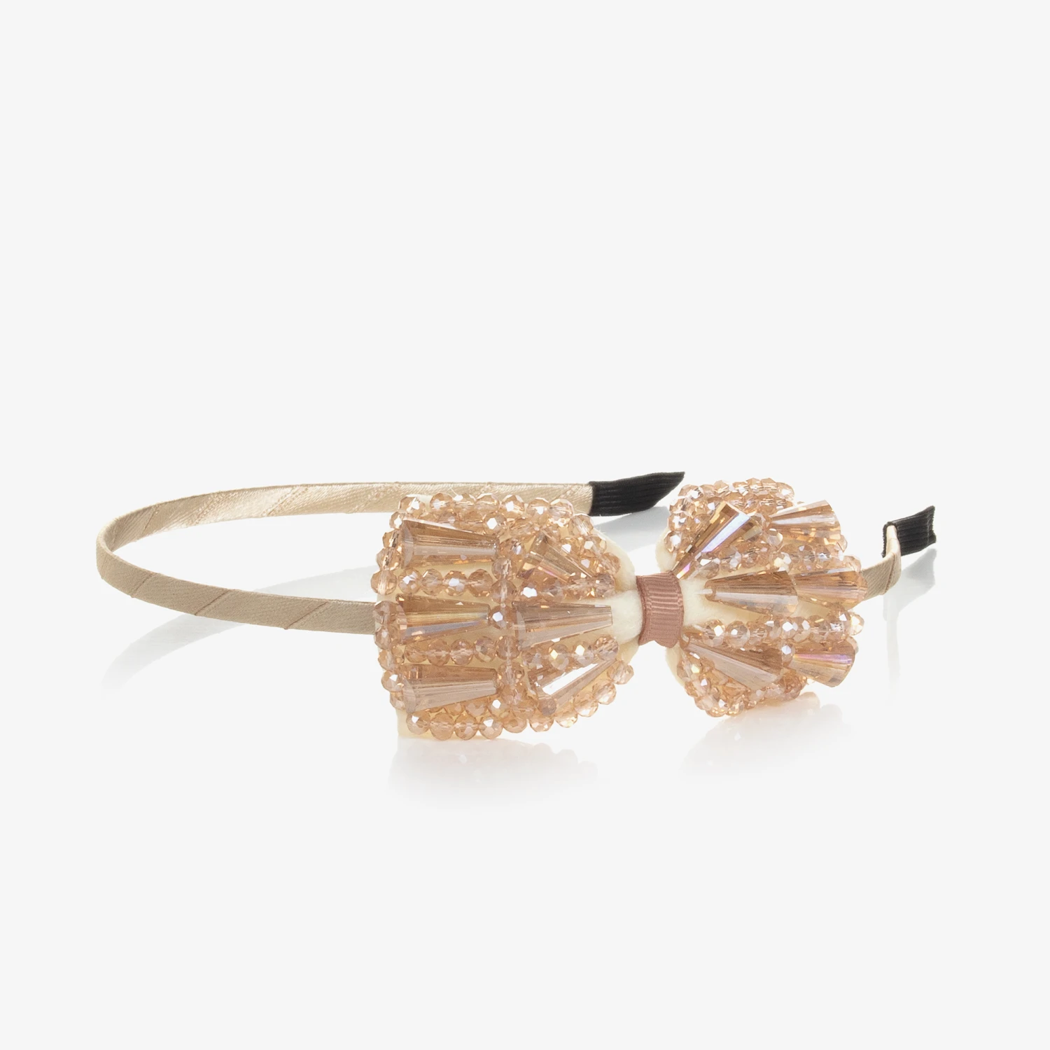 Pan Con Chocolate Girls Gold Beaded Bow Hairband 2 Pan Con Chocolate Girls Gold Beaded Bow Hairband - Image 2