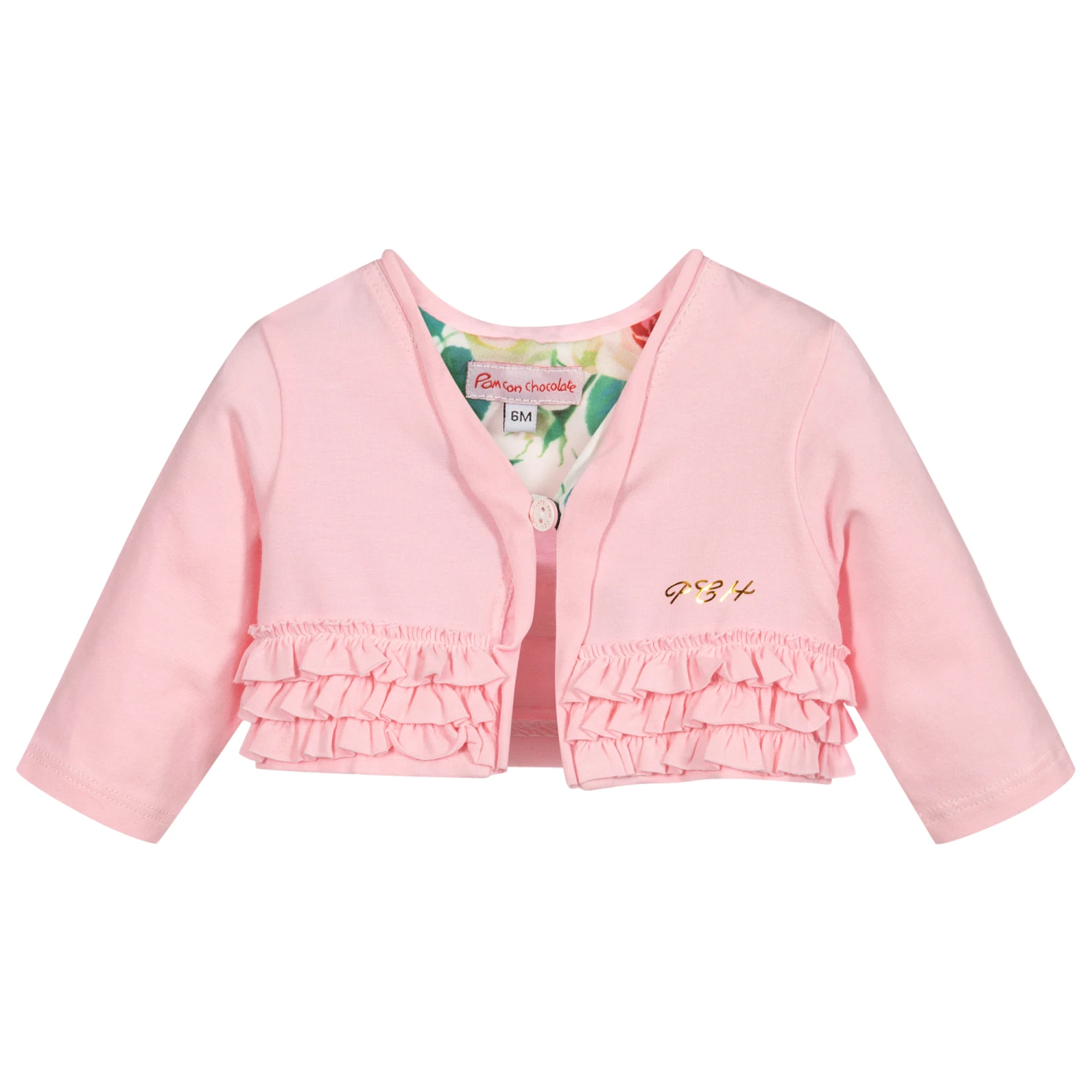 Pan Con Chocolate Girls Pink Jersey Cardigan 1 Pan Con Chocolate Girls Pink Jersey Cardigan