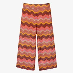 Pan Con Chocolate Girls Pink & Orange Zigzag Knit Trousers
