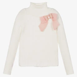 Patachou Girls Ivory Roll Neck Sweater