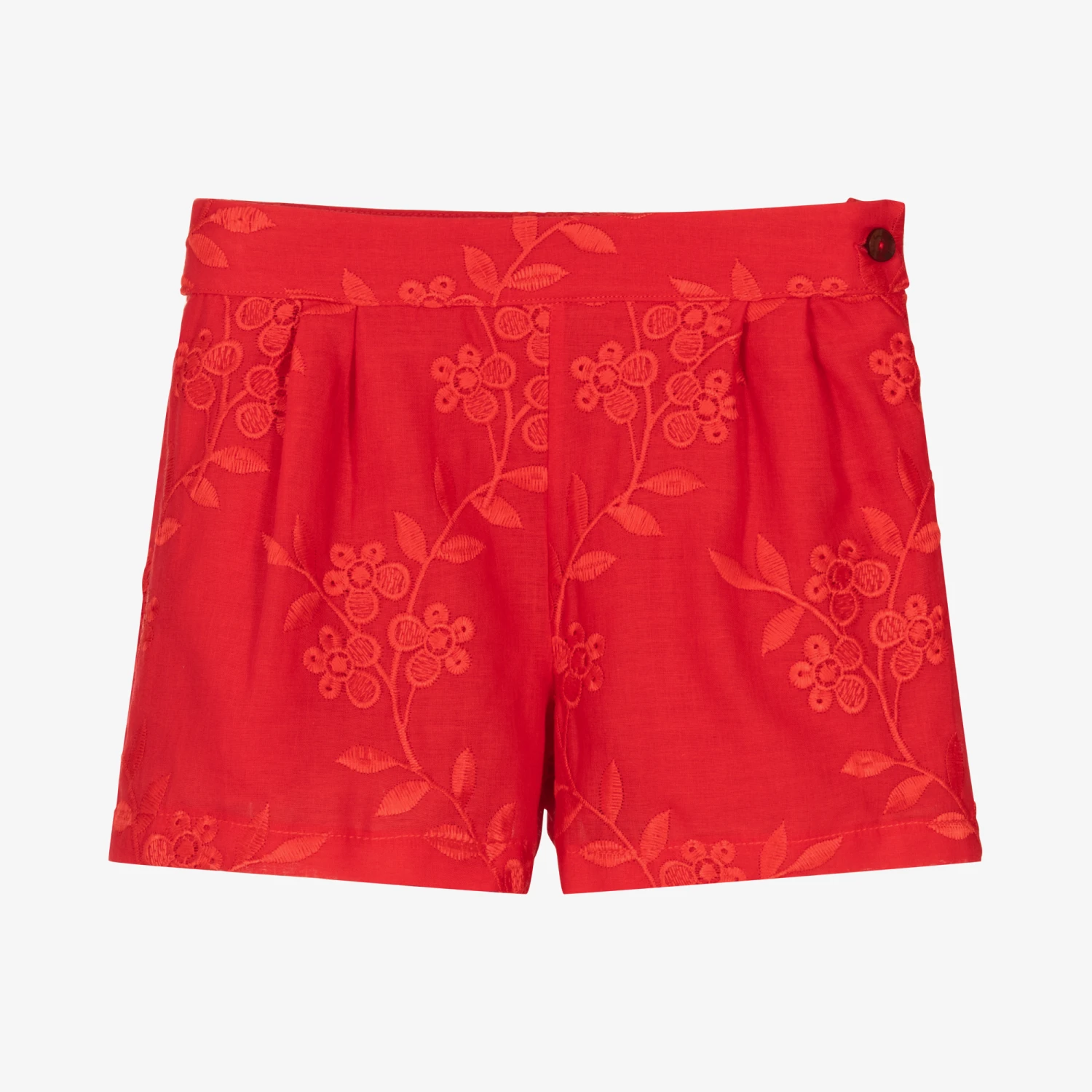 Patachou Girls Red Cotton Embroidered Shorts 1 Patachou Girls Red Cotton Embroidered Shorts