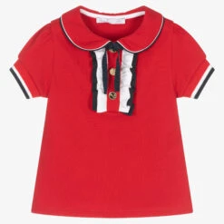 Patachou Girls Red Cotton Piqué Polo Shirt