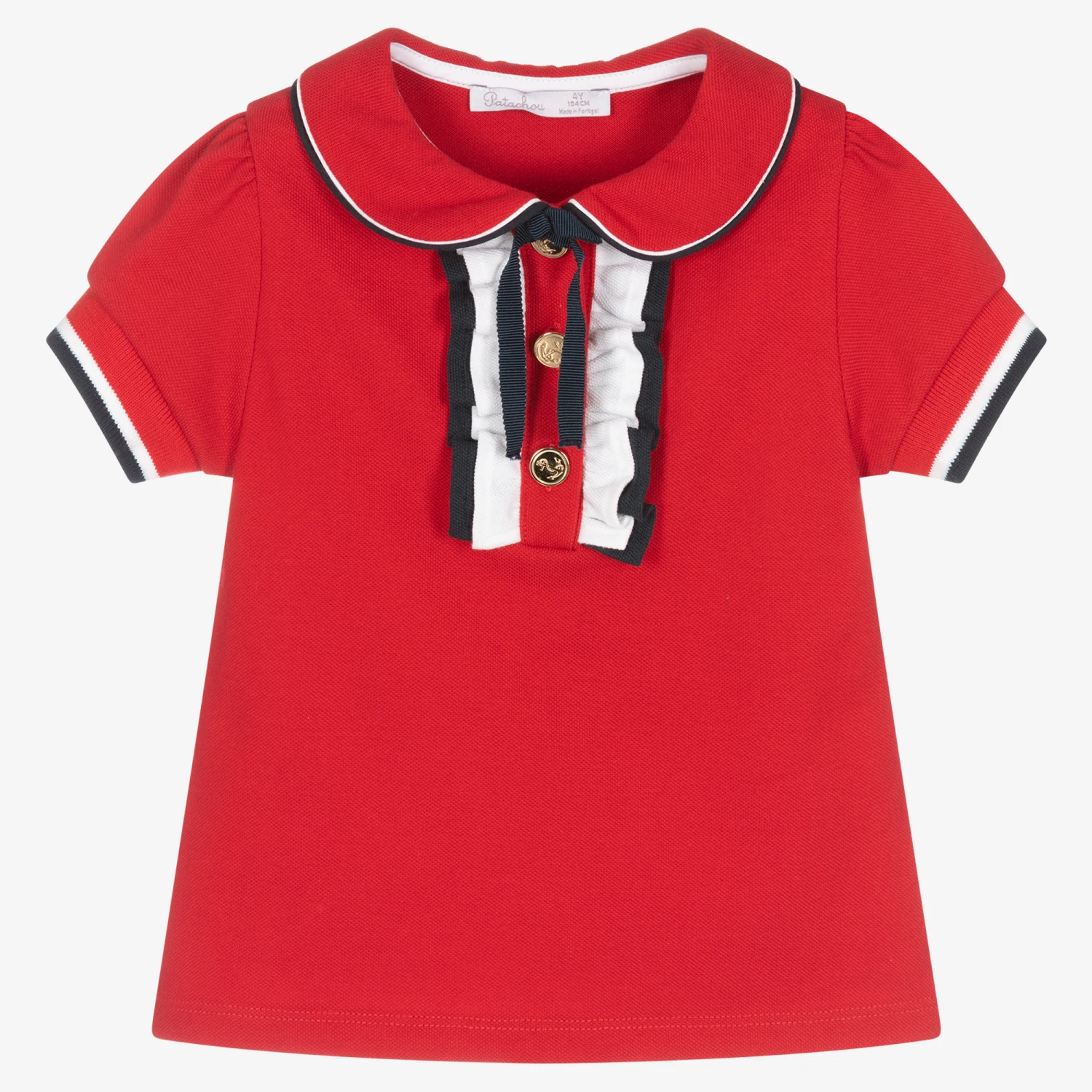 Patachou Girls Red Cotton Piqué Polo Shirt 1 Patachou Girls Red Cotton Piqué Polo Shirt