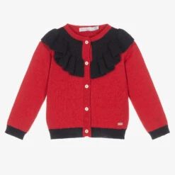 Patachou Girls Red & Navy Blue Cardigan