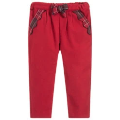 Patachou Girls Red Tartan Trim Trousers