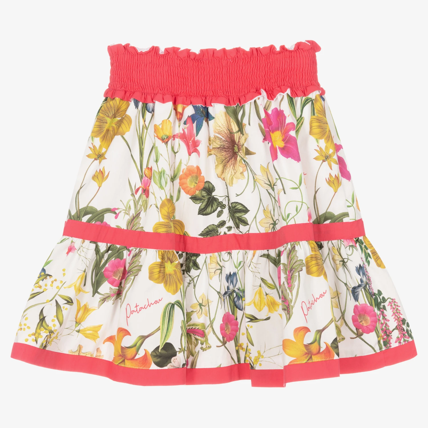 Patachou Girls White Botanical Cotton Skirt 3 Patachou Girls White Botanical Cotton Skirt - Image 3