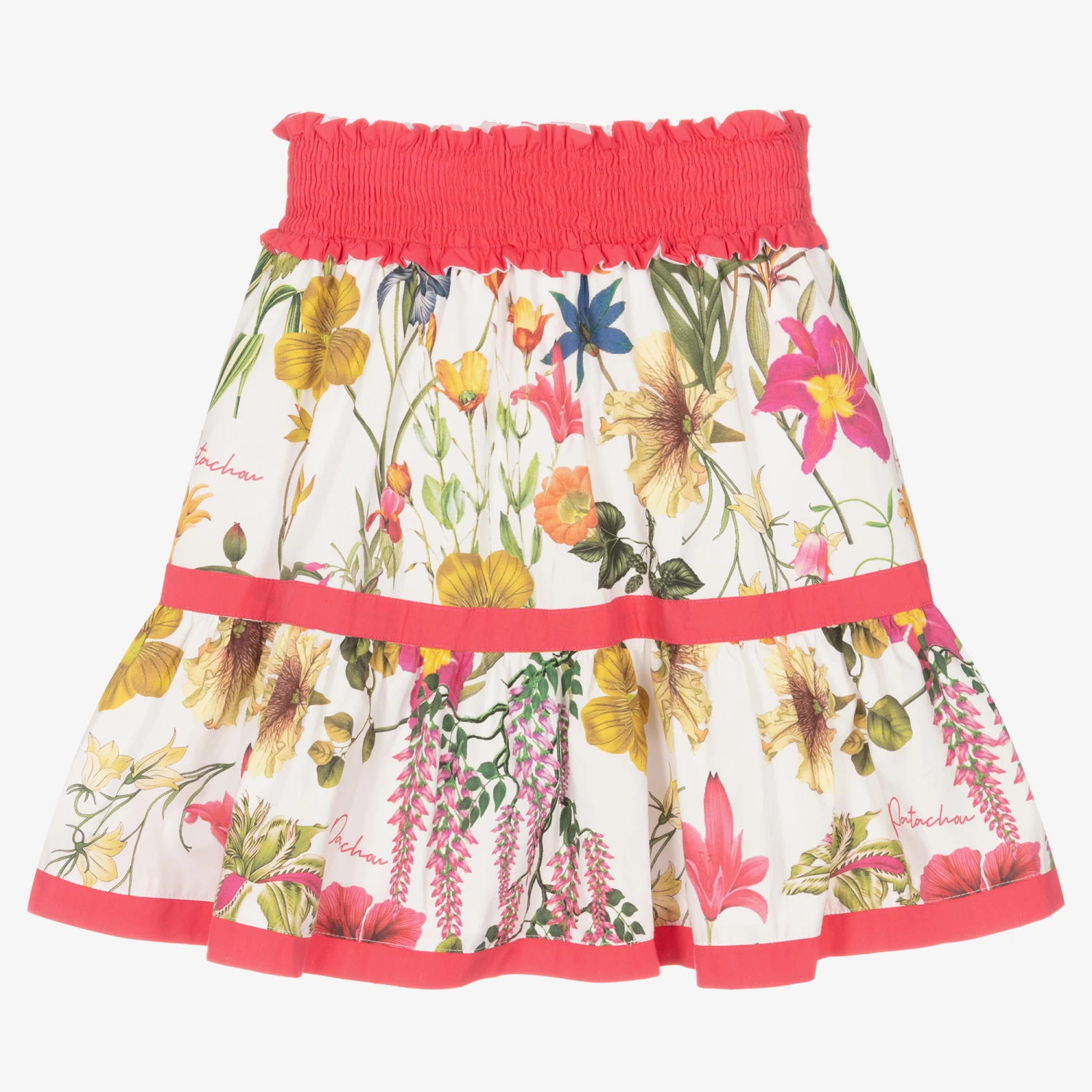 Patachou Girls White Botanical Cotton Skirt 1 Patachou Girls White Botanical Cotton Skirt