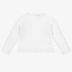 Patachou Girls White Cotton Knit Jumper