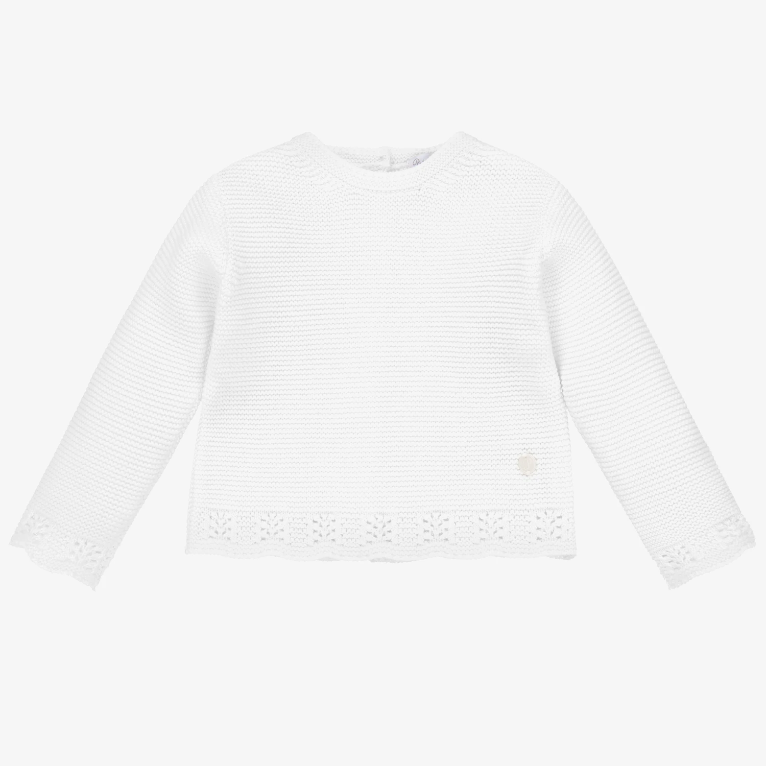 Patachou Girls White Cotton Knit Jumper 1 Patachou Girls White Cotton Knit Jumper