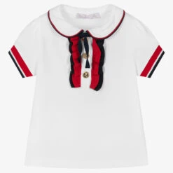 Patachou Girls White Cotton Piqué Polo Shirt