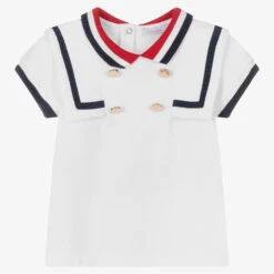 Patachou Girls White Cotton Polo